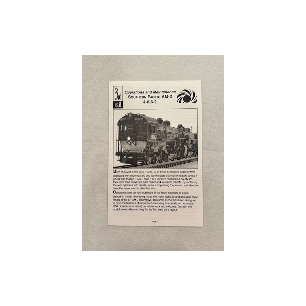 SUNSET MODELS SOUTHERN PACIFIC AM-2 CAB FORWARD 4-6-6-2 BRASS O SCALE 3R #3902 USED — photo 19